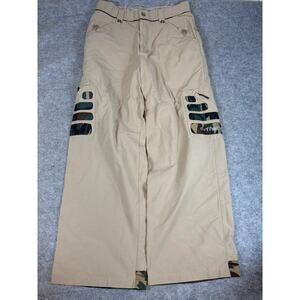Vintage Y2K Caffeine Baggy Cargo Pants Mens 34x31 Khaki Wide Leg Rave Skater